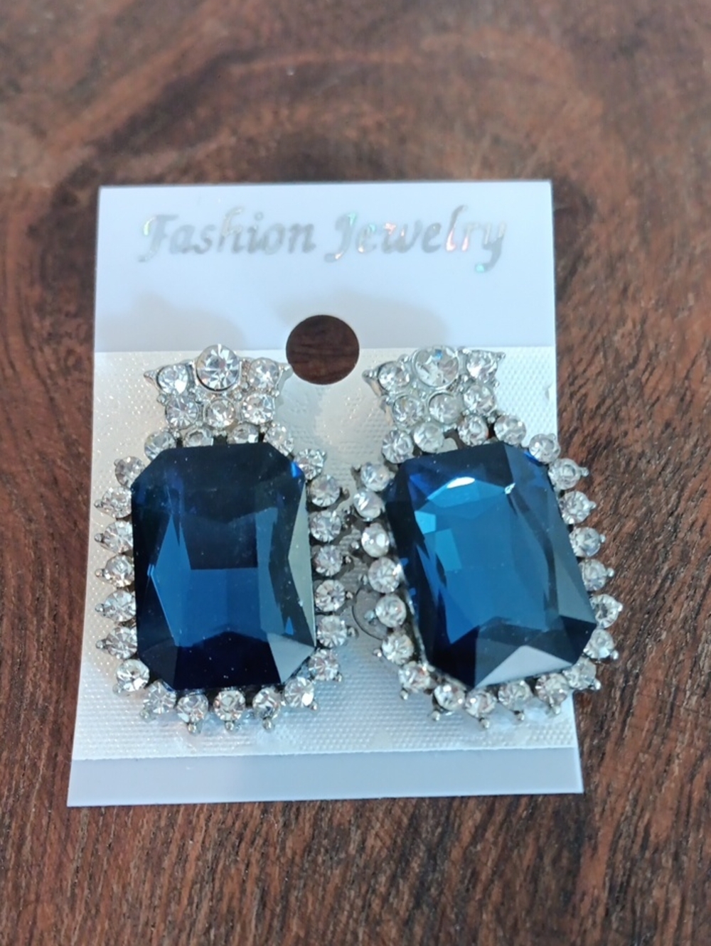 Fashion Jewelry Deep Blue Crystal Halo Drop Earrings